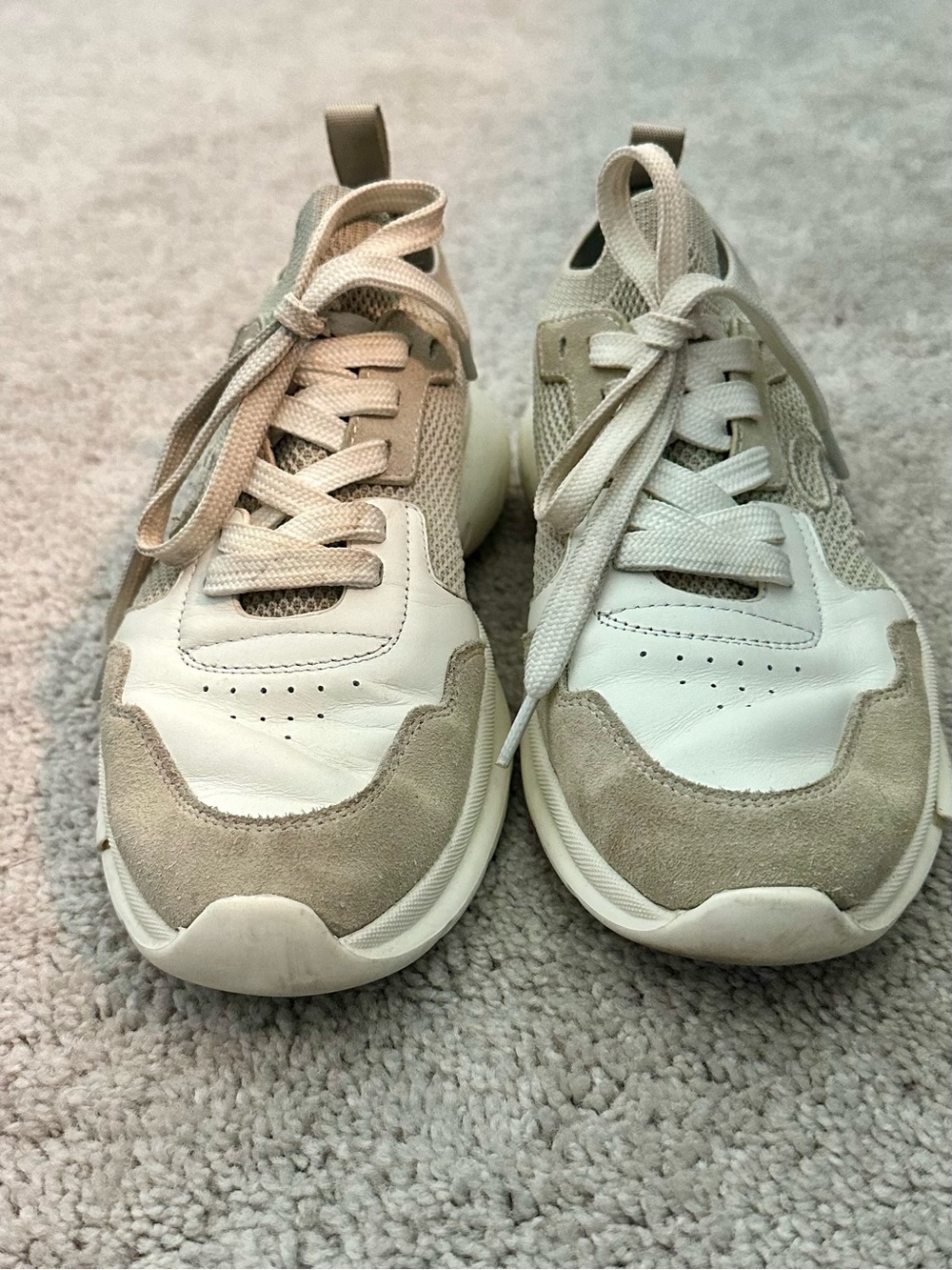Stuart Weitzman Taupe and White Women's Sneakers
